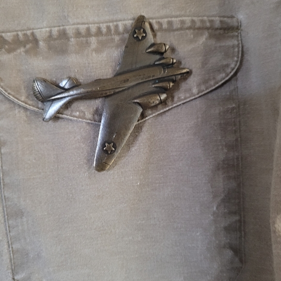 VTG Banana Republic military Jumpsuit shoulder pads and airplane pin - Picture 4 of 15